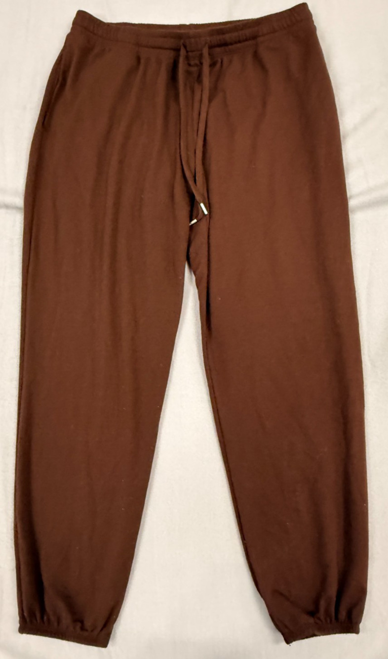 Joyspun Jogger Sweatpants Womens Large 12-14 Brown Fleece Drawstring Athleisure